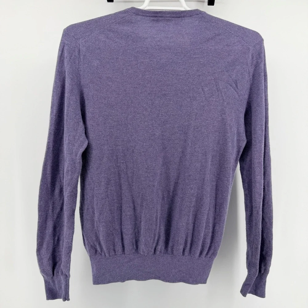Polo Ralph Lauren V-Neck Sweater Cotton Cashmere Purple Pony M Soft Preppy
